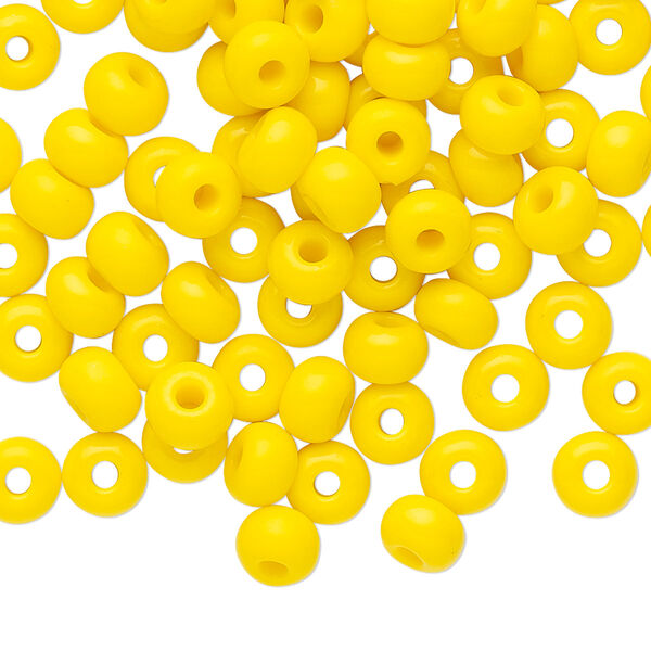 Seed bead, Preciosa Ornela Czech glass, pkg/50g, #2 rocaille, opaque yellow, (83130). image number 0