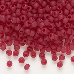 Seed bead, Dyna-Mites™, glass, transparent matte ruby red, #6 round. Sold per 1/2 kilogram pkg.