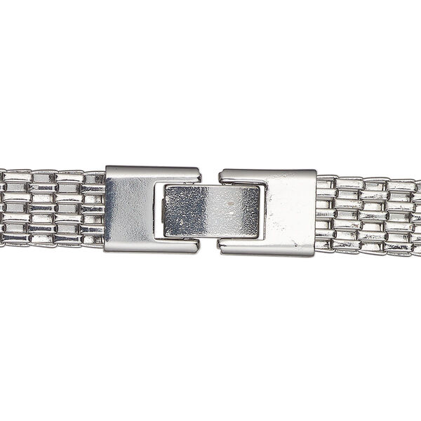 Chain, imitation rhodium-finished steel, 8.2mm woven, 18 inches with fold-over clasp Sold individually. image number 0