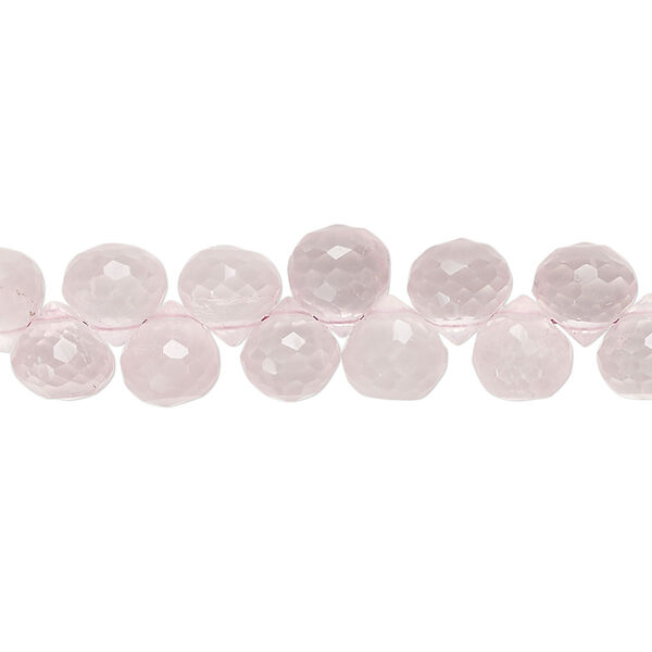 Bead, rose quartz (dyed), hand-cut 7x7mm top-drilled faceted teardrop, B grade, Mohs hardness 7. Sold per pkg of 60. image number 0