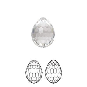 Drop 1pk crystal, Crystal Passions® 15x11.5mm pendant teardrop 6002