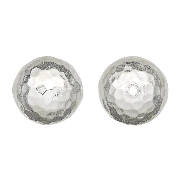Bead, Hill Tribes, sterling silver, 20mm hammered round. Sold individually. image number 0