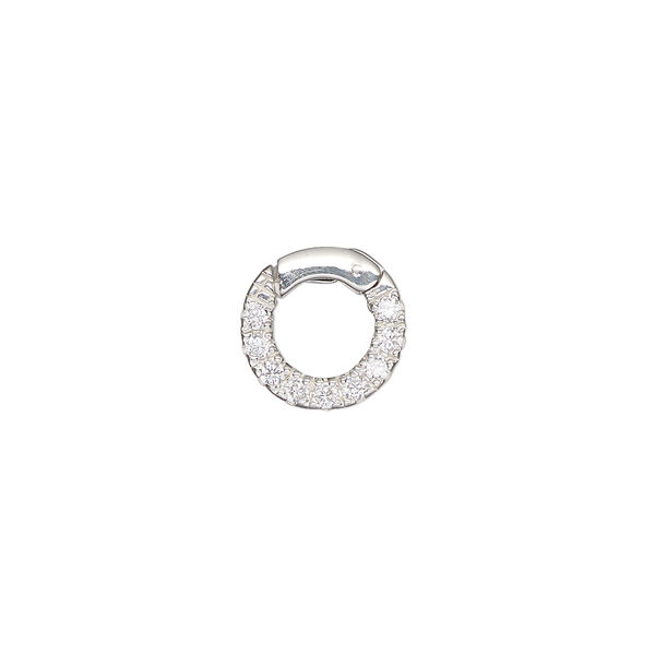 Clasp self-closing hook 1pkg1 sterling silver / cubic zirconia 11mm round, clear image number 0