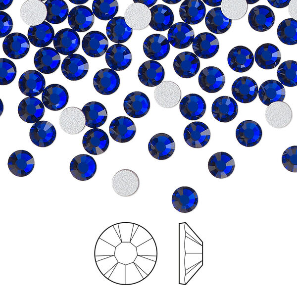 Flat back 144pk cobalt blue foil back, Preciosa VIVA 12® Czech crystal rhinestone 3.8-4mm chaton rose round SS16 image number 0