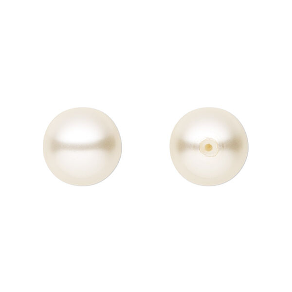 Pearl 45pk light creamrose, Preciosa Czech crystal 12mm half-drilled round image number 0