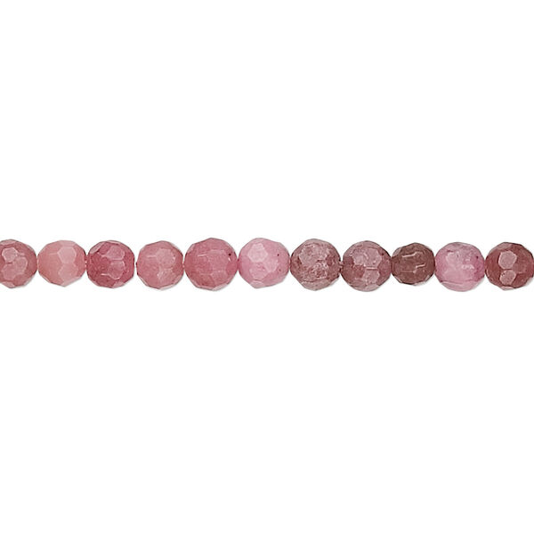 Bead, rhodonite (natural), 4mm faceted round, B grade, Mohs hardness 5-1/2 to 6-1/2. Sold per 15-1/2" to 16" strand. image number 0