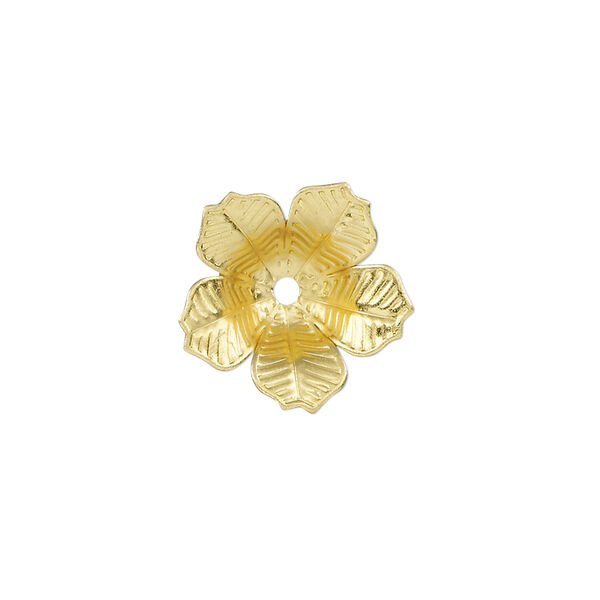 Bead cap, gold-finished steel, 16.5x4mm flower, fits 8-10mm round bead. Sold per pkg of 10. image number 0