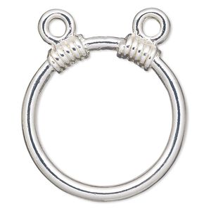 Eyeglass loop, silver-finished "pewter" (zinc-based alloy), 38mm round with 8.5mm loop and (2) 3.5mm holes. Sold per pkg of 4.