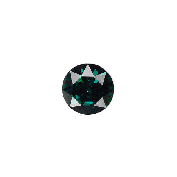 Chaton, crystal rhinestone, emerald green, foil back, 12.97-13.22mm faceted round, SS55. Sold per pkg of 2. image number 0