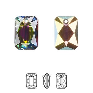 Drop 24pk crystal vitrail medium P, Swarovski® 16x11.5mm pendant emerald cut 6435