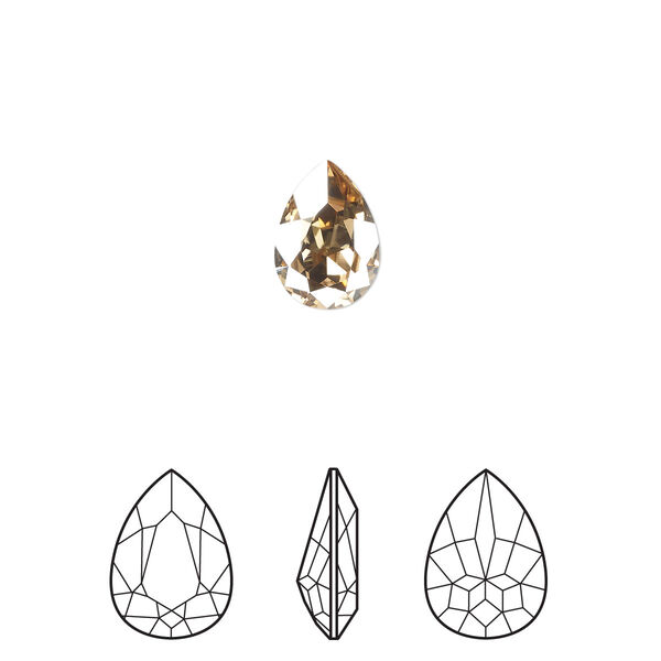 Fancy stone 2pk crystal golden shadow foil back, Crystal Passions® 10x7mm pear 4320 image number 0
