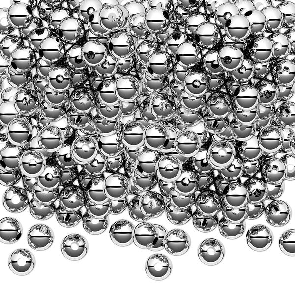 Bead, sterling silver, 4mm seamless-look round. Sold per pkg of 1,000. image number 0