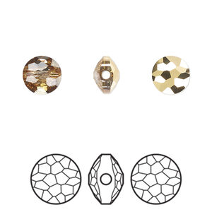 Bead 1pkg144 crystal aurum, Swarovski®, 8mm puffed round 5034