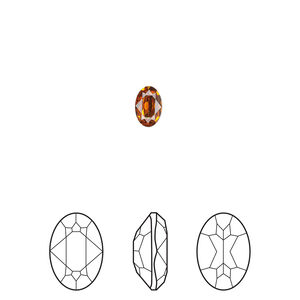 Fancy stone 1pkg4 dark orange (HICT) foil back, Crystal Passions® 6x4mm oval 4120