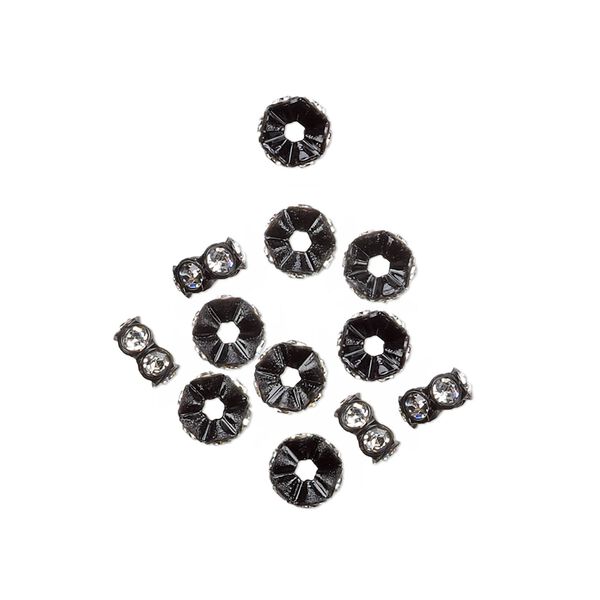 Bead 12pk black and crystal foil back, Crystal Passions® 5x2.5mm mini rondelle 4720/101 image number 0
