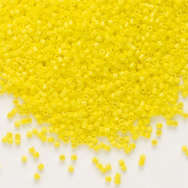 Seed bead, Delica®, glass, pkg/50g, #15 round, opaque yellow (DBS-0721). image number 0