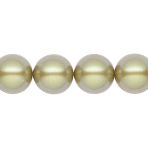Pearl 10pk pearlescent khaki, Preciosa Czech crystal 12mm round