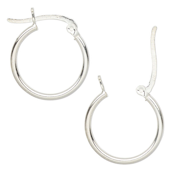 Earring, sterling silver, 20mm round hoop with latch-back closure. Sold per pair. image number 0