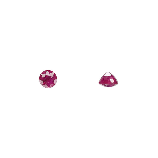 Ruby 1pkg1, hand-cut faceted round gem B grade, 5mm image number 0