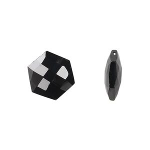 Black spinel 1pkg2, hand-cut top-drilled faceted hexagon bead natural 13mm