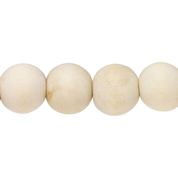 Bead 1pkg1, Taiwanese cheesewood (natural), 11-12mm round, 15-1/2 to 16 inches. image number 0