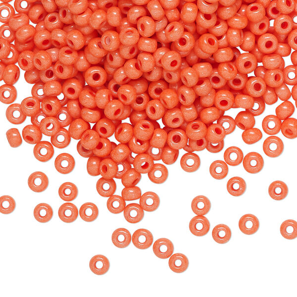 Seed bead, Preciosa Ornela Czech glass, pkg/500g, #8 rocaille, opaque terra intensive dyed orange chalkwhite, (16A91). image number 0