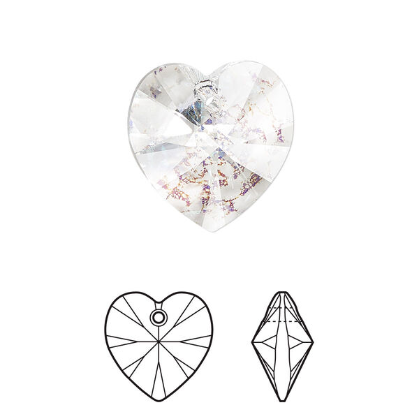 Drop 2pk crystal white patina, Crystal Passions® 18mm pendant heart 6228 image number 0