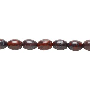Brecciated jasper 1pkg1, oval bead natural 15.5-16 inch 8x6mm