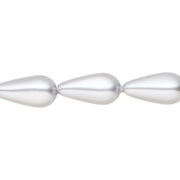 Pearl 50pk light grey, Preciosa Czech crystal 15x8mm pear image number 0
