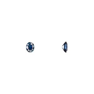Blue sapphire 1pkg1, hand-cut faceted oval gem 5x4mm