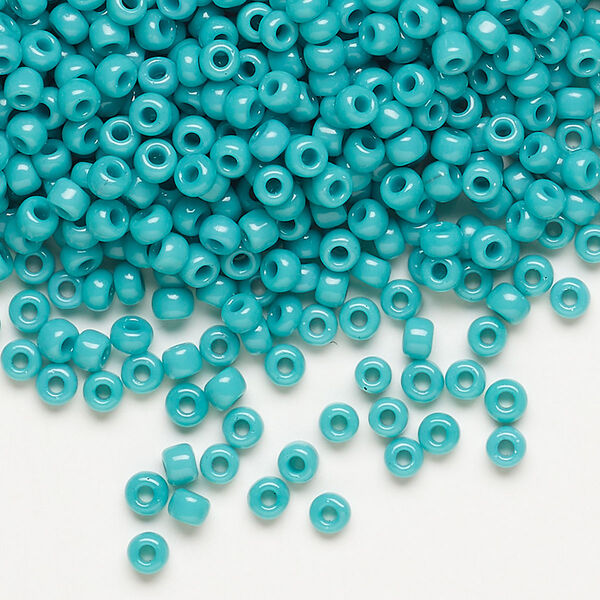 Seed bead, Dyna-Mites™, glass, opaque turquoise blue, #8 round. Sold per 1/2 kilogram pkg. image number 0