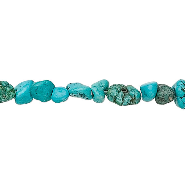 Bead, turquoise (dyed / stabilized), blue, mini nugget, Mohs hardness 5 to 6. Sold per 15-1/2" to 16" strand. image number 0