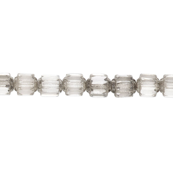 Bead, Czech glass, clear and metallic silver, 6mm round cathedral. Sold per 15-1/2" to 16" strand. image number 0