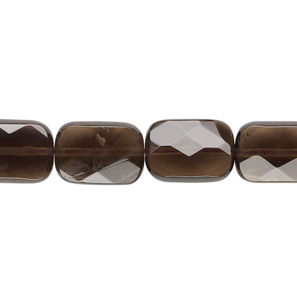 Bead, smoky quartz (heated / irradiated), light to medium, 14x10mm faceted rectangle, B grade, Mohs hardness 7. Sold per 15" to 16" strand. image number 0