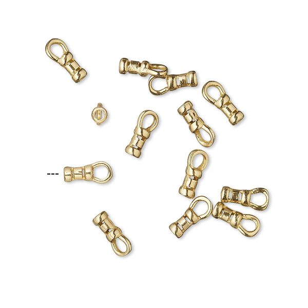 Crimp end, JBB Findings, brass, 4x2.5mm tube with loop, 1.2mm inside diameter. Sold per pkg of 10. image number 0