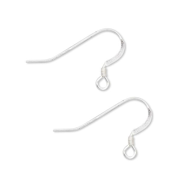 Ear wire, sterling silver-filled, 15mm flat fishhook with 2mm coil and open loop, 22 gauge. Sold per pkg of 5 pairs. image number 0