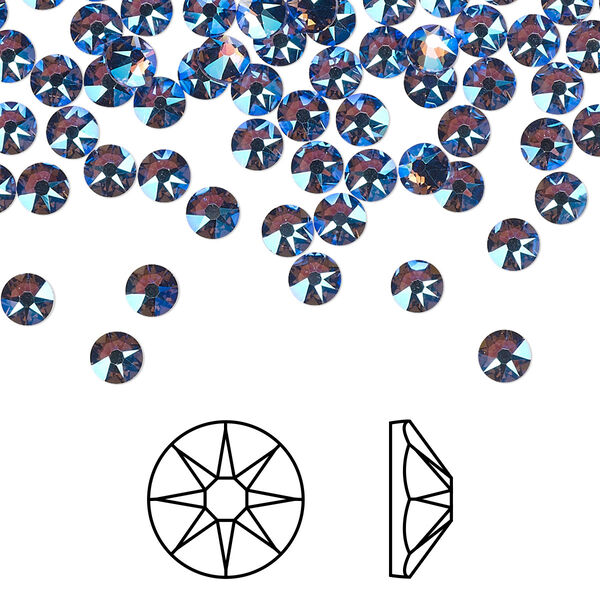 Flat back 144pk tanzanite shimmer foil back, Crystal Passions® 3.8-4mm rose round SS16 2088 image number 0