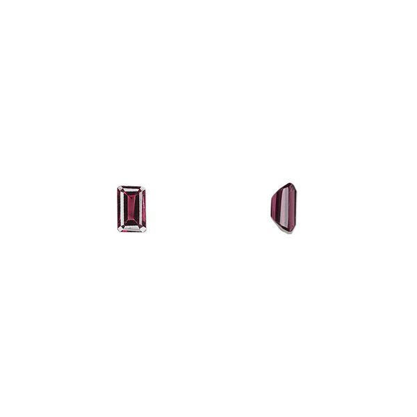 Rhodolite garnet 1pkg1, hand-cut faceted emerald-cut gem natural 5x3mm image number 0