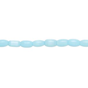 Bead, fiber optic glass, pkg/14 inch, opaque sky blue, 6x4mm / 6x4mm center-drilled oval.