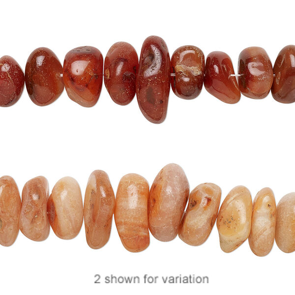Bead, carnelian (dyed / heated), extra-large chip, Mohs hardness 6-1/2 to 7. Sold per 15-1/2" to 16" strand. image number 0