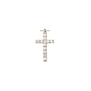 Drop, cubic zirconia and gold-finished brass, clear, 14x9mm single-sided cross. Sold individually.