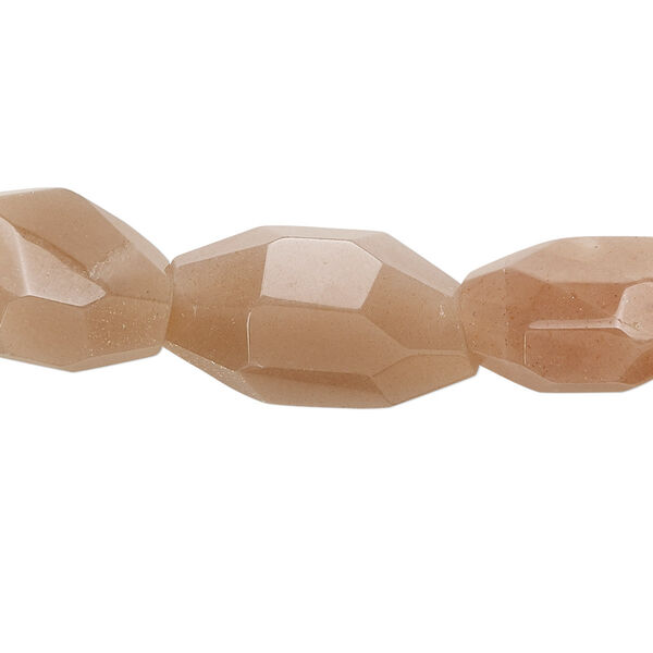 Bead, peach moonstone (natural), large faceted nugget with 0.8-1.5mm hole, Mohs hardness 6 to 6-1/2. Sold per 15-inch strand. image number 0