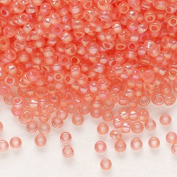 Seed bead, Preciosa Ornela Czech glass, pkg/500g, #11 rocaille, translucent solgel dyed rainbow rose, (41191). image number 0