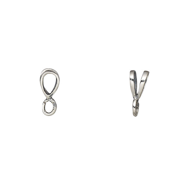 Bail, rabbit ear, antiqued sterling silver, 8x5mm with open loop. Sold per pkg of 4. image number 0
