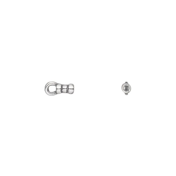 Crimp end, JBB Findings, antique silver-plated pewter (tin-based alloy), 4x2mm tube with loop, 1mm inside diameter. Sold per pkg of 4. image number 0