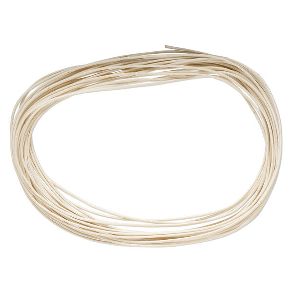Cord, waxed cotton, ivory, 1mm. Sold per 25-foot spool. image number 0