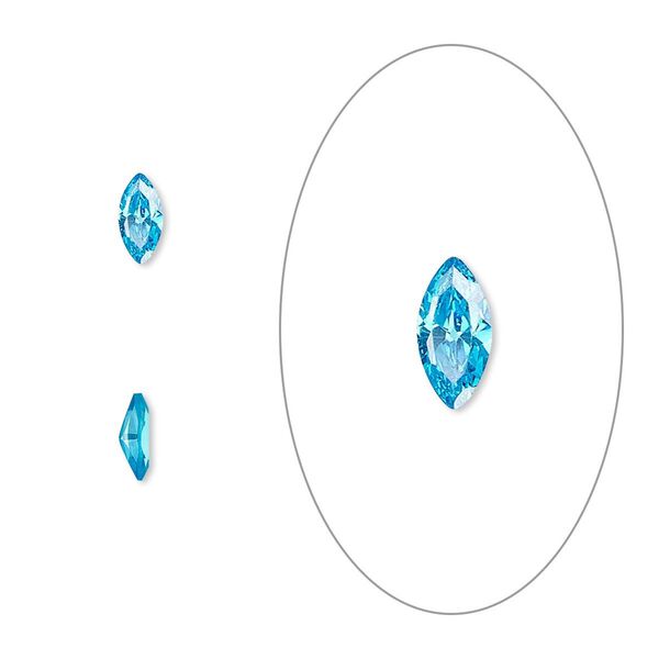Gem, cubic zirconia, zircon blue, 6x3mm faceted marquise, Mohs hardness 8-1/2. Sold per pkg of 5. image number 0
