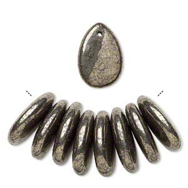 Drop, pyrite (stabilized), 25x18mm teardrop, B grade, Mohs hardness 6 to 6-1/2. Sold per pkg of 8. image number 0