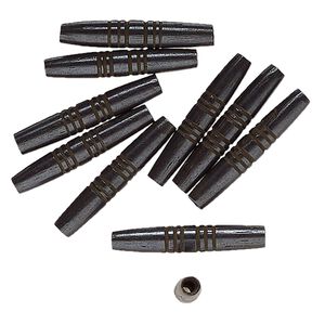 Bead, bone (dyed), black, 24x4.5mm-24x4mm tube. Sold per pkg of 10.