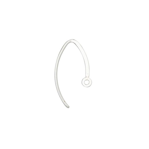 Ear wire 1pkg2 sterling silver, 16mm flat marquise / round wire / closed loop, 20 gauge 1 pair image number 0